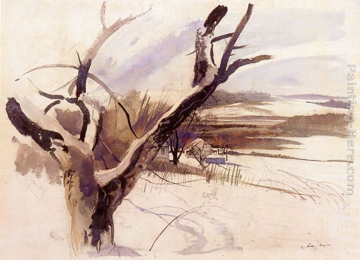 Andrew Wyeth Winter Farm Scene